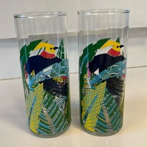 Vintage Panache toucan highball glasses (set of 2)